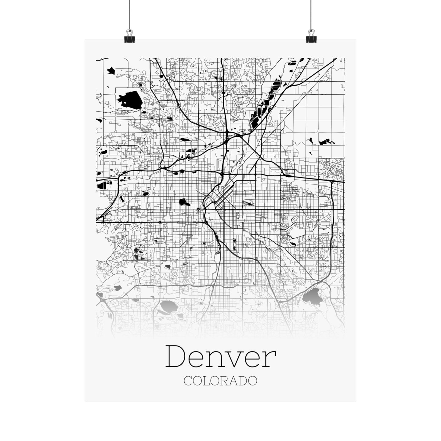 Denver Colorado City Map Matte Vertical Posters
