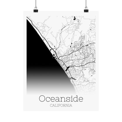 Oceanside California City Map Matte Vertical Posters