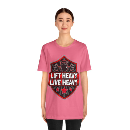 Lift Heavy Live Heavy T-Shirt, Gym Workout Fitness T-Shirt