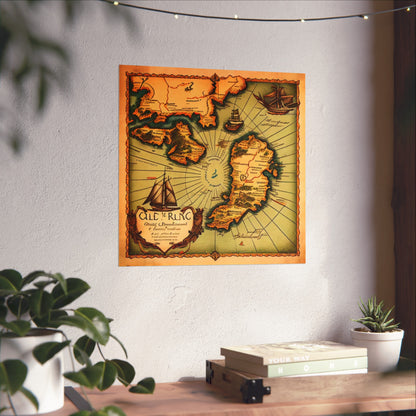 Old Map No: 03 Square Matte Poster, Vintage Poster