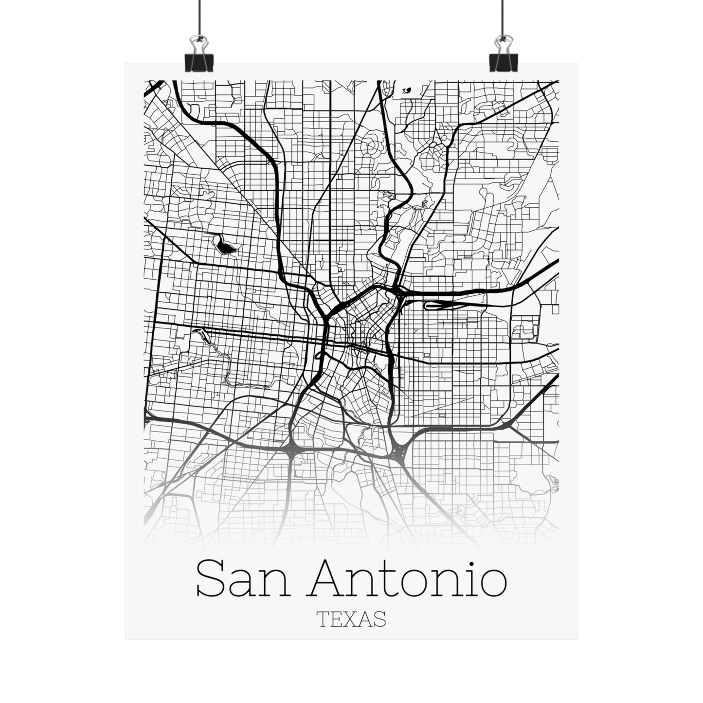 San Antonio Texas City Map Matte Vertical Posters