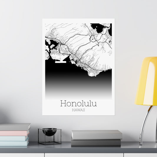 Honolulu Hawaii City Map Matte Vertical Posters