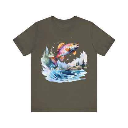 Fish Jumping View of Shore T-Shirt, Fishing, Fish Design, Colorful Fish T-Shirt