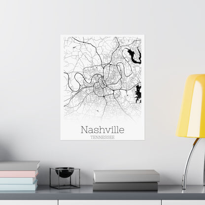 Nashville Tennessee City Map Matte Vertical Posters