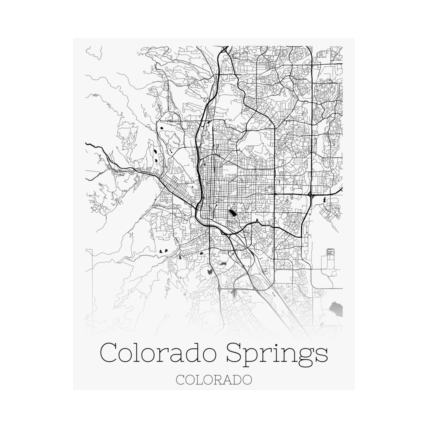 Colorado Springs Colorado City Map Matte Vertical Posters