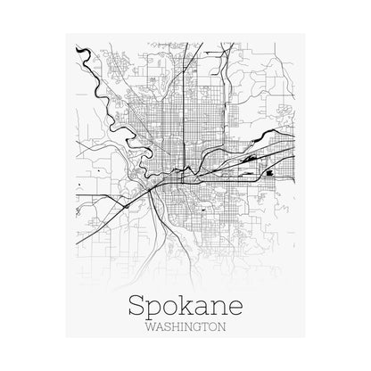 Spokane Washington City Map Matte Vertical Posters