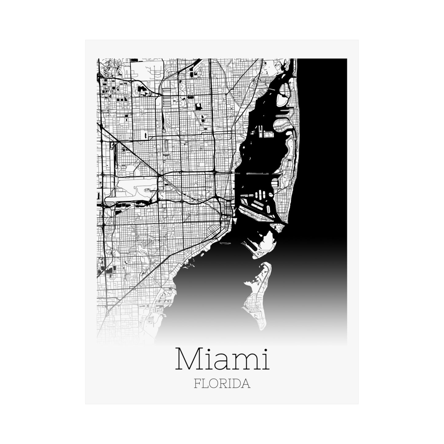 Miami Florida City Map Matte Vertical Posters