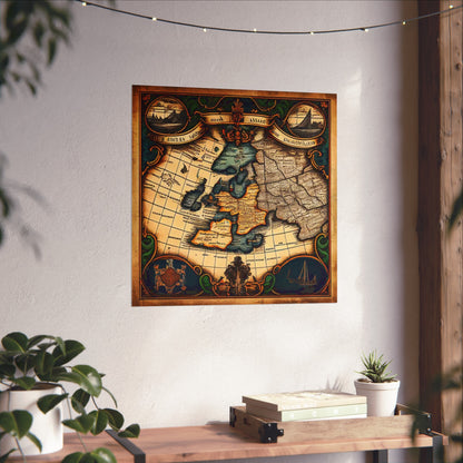 Old Map No: 09 Square Matte Poster, Vintage Poster