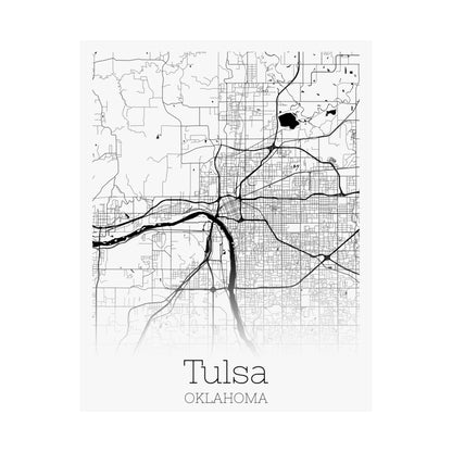 Tulsa Oklahoma City Map Matte Vertical Posters