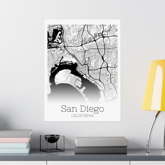 San Diego California City Map Matte Vertical Posters