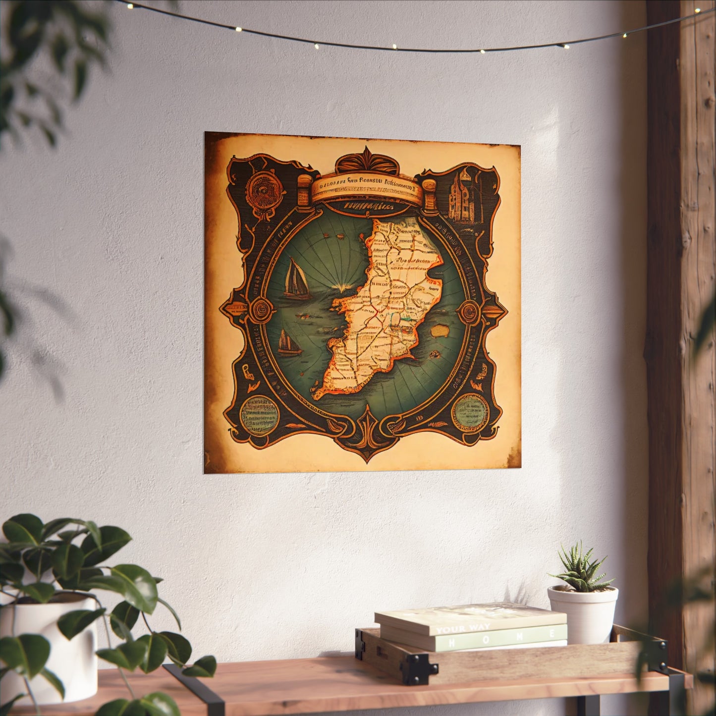 Old Map No: 04 Square Matte Poster, Vintage Poster