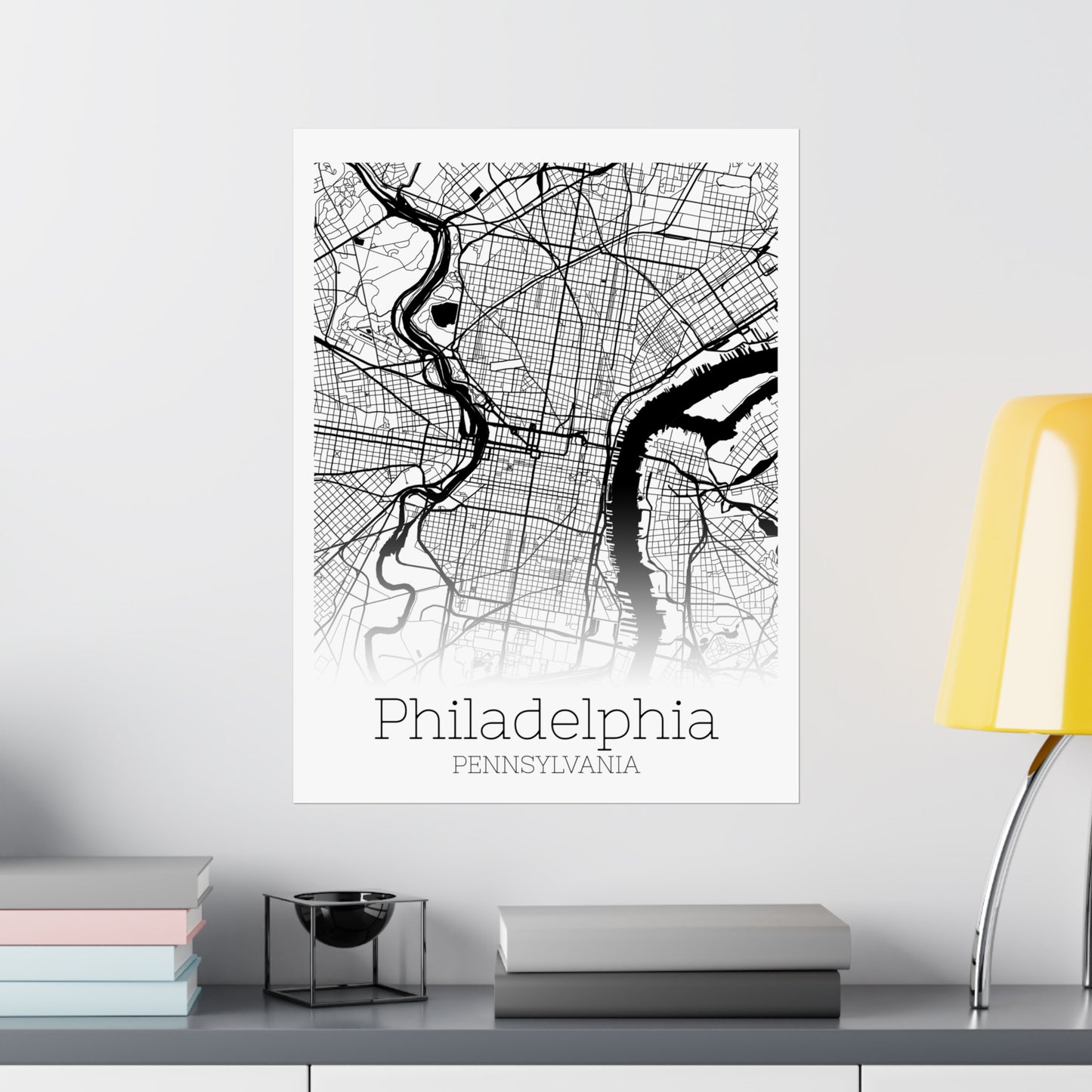 Philadelphia Pennsylvania City Map Matte Vertical Posters