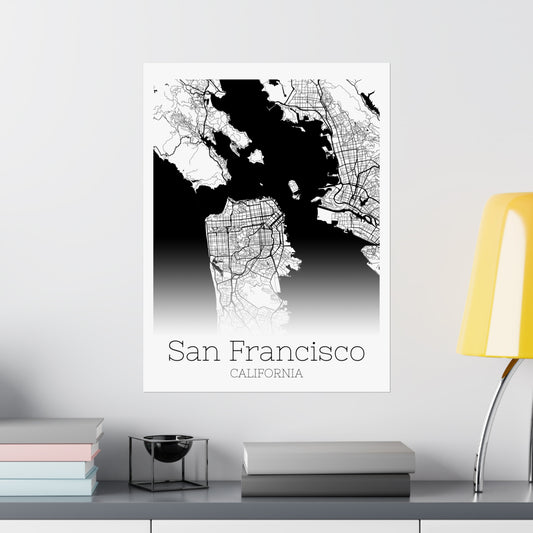 San Francisco California City Map Matte Vertical Posters