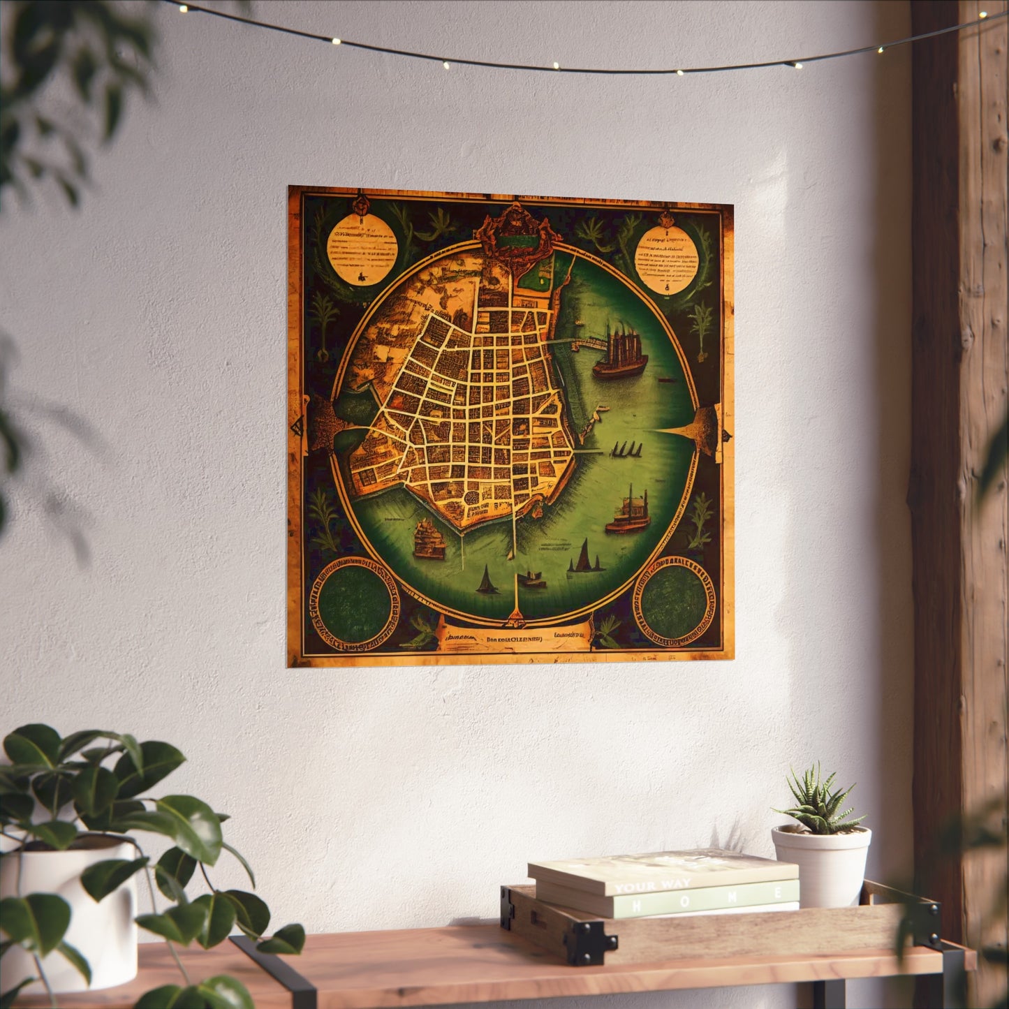 Old Map No: 18 Square Matte Poster, Vintage Poster