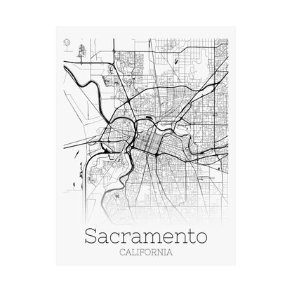 Sacramento California City Map Matte Vertical Posters