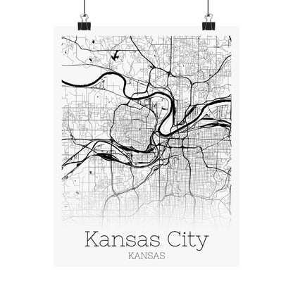 Kansas City Kansas City Map Matte Vertical Posters