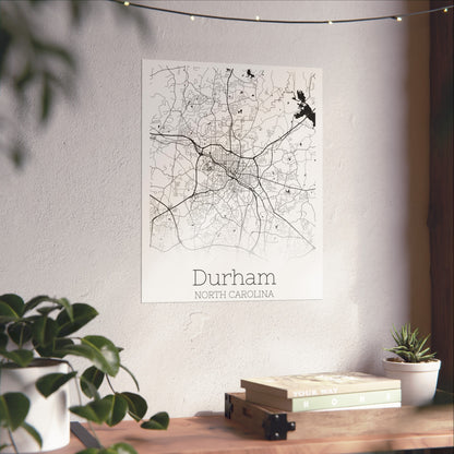 Durham North Carolina City Map Matte Vertical Posters