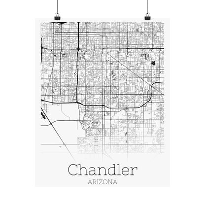 Chandler Arizona City Map Matte Vertical Posters