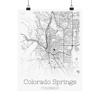 Colorado Springs Colorado City Map Matte Vertical Posters