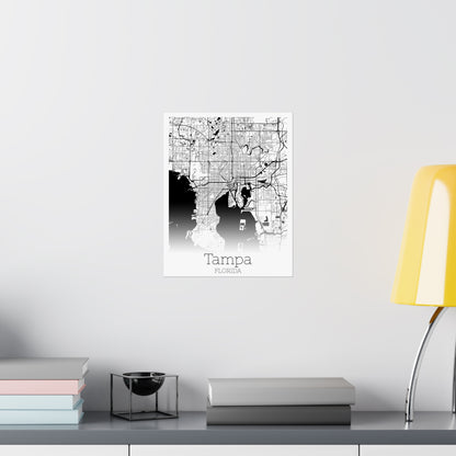 Tampa Florida City Map Matte Vertical Posters