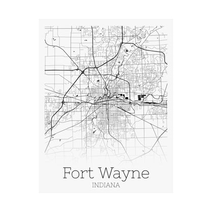 Fort Wayne Indiana City Map Matte Vertical Posters