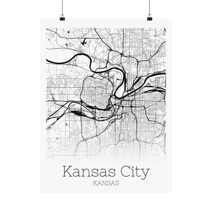 Kansas City Kansas City Map Matte Vertical Posters