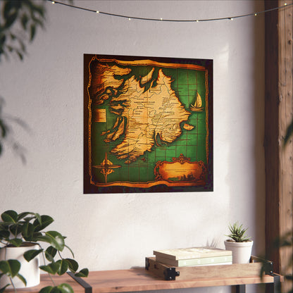 Old Map No: 05 Square Matte Poster, Vintage Poster