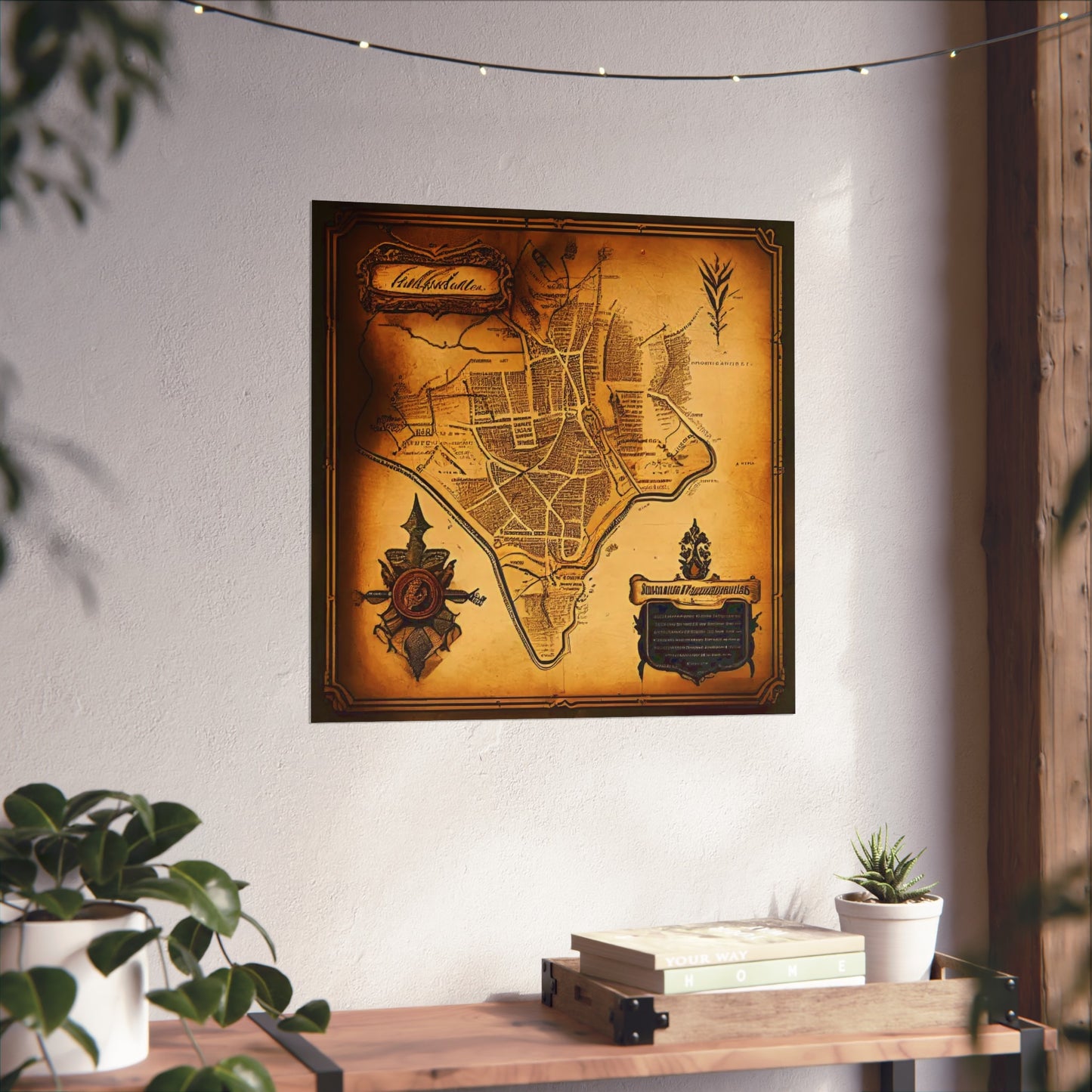 Old Map No: 15 Square Matte Poster, Vintage Poster