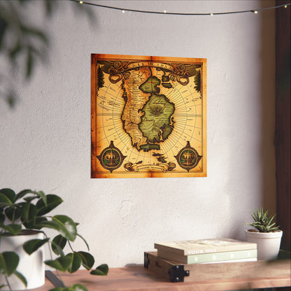 Old Map No: 07 Square Matte Poster, Vintage Poster