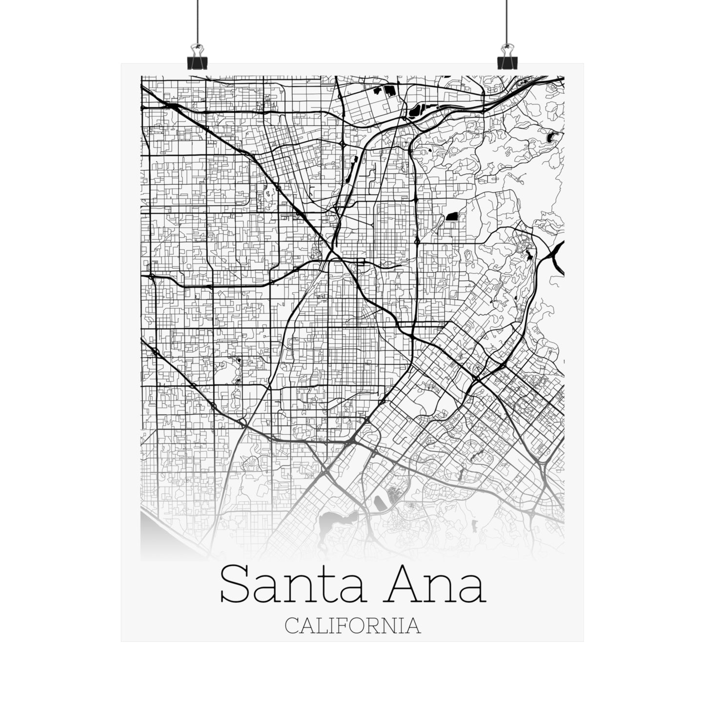 Santa Ana California City Map Matte Vertical Posters