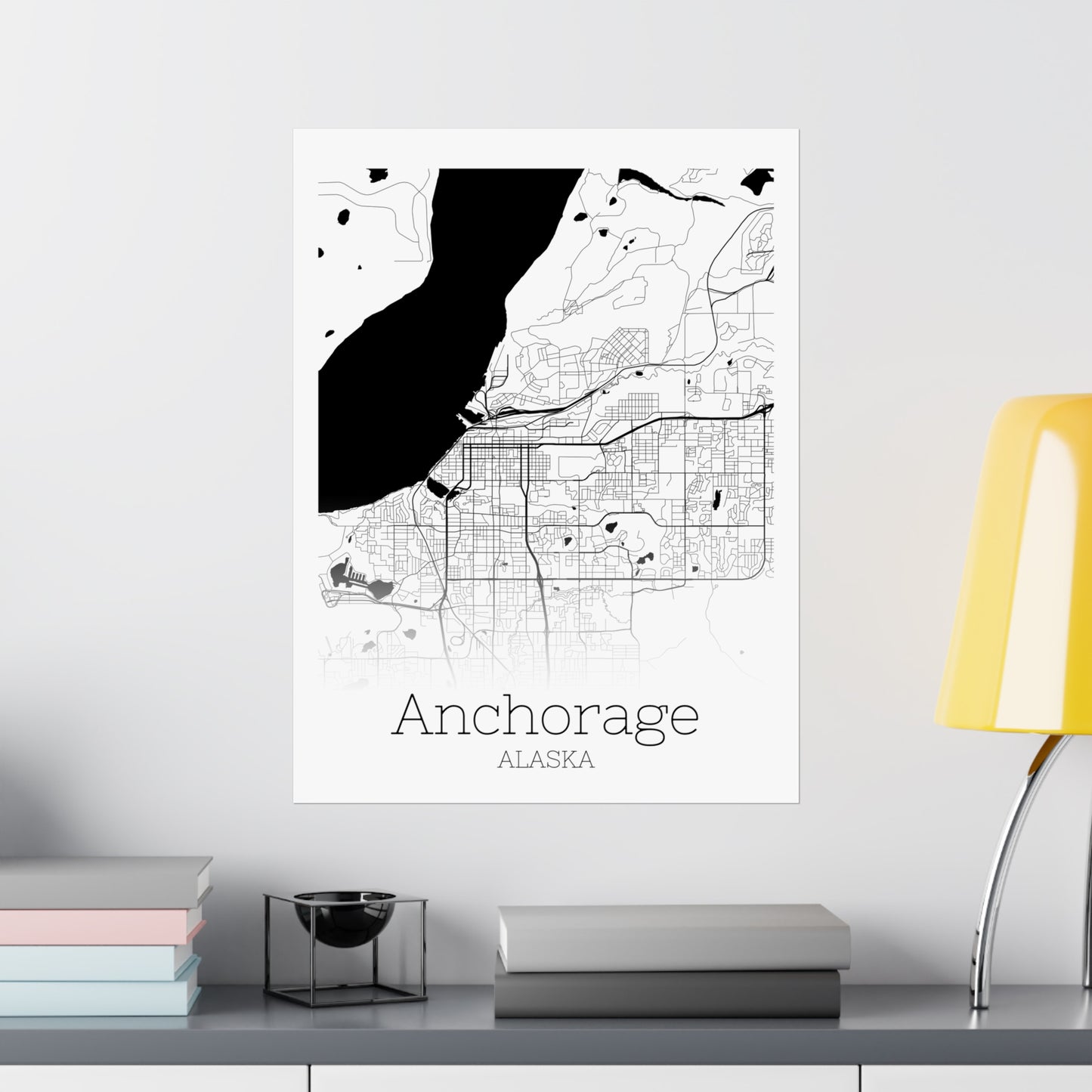 Anchorage Alaska City Map Matte Vertical Posters