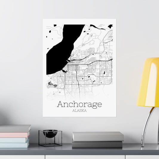 Anchorage Alaska City Map Matte Vertical Posters