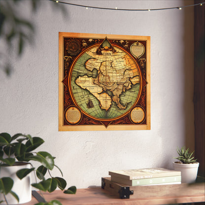 Old Map No: 13 Square Matte Poster, Vintage Poster