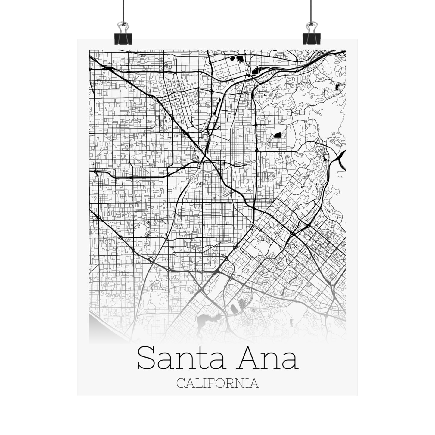 Santa Ana California City Map Matte Vertical Posters