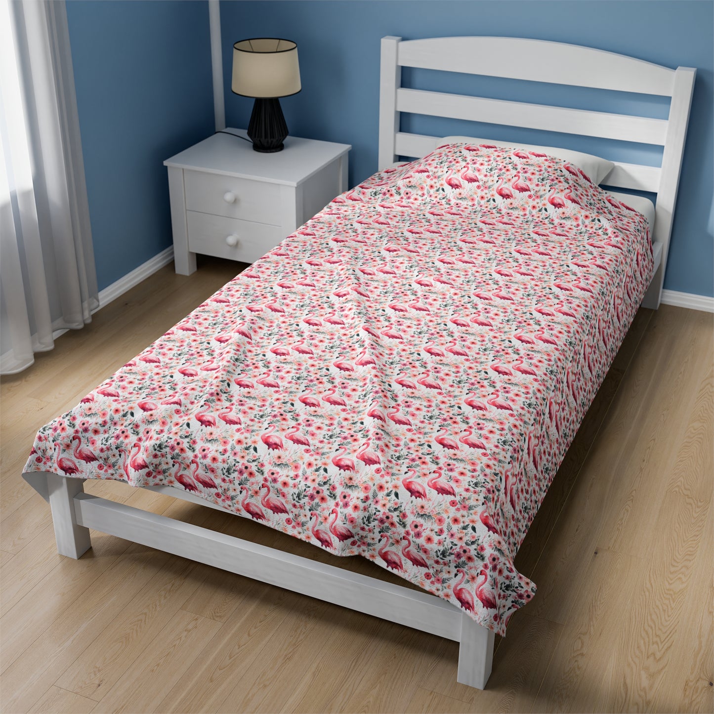 Pink Flamingo pattern 01 Velveteen Plush Blanket