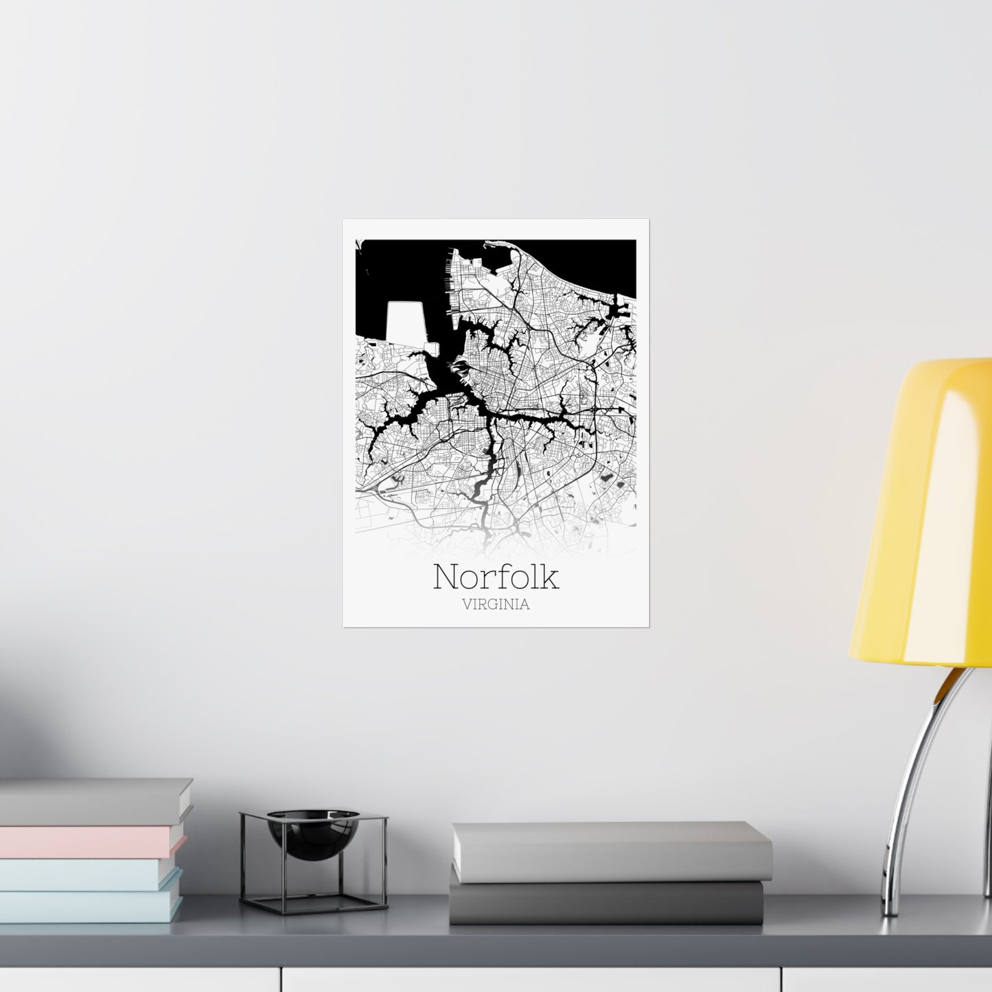 Norfolk Virginia City Map Matte Vertical Posters