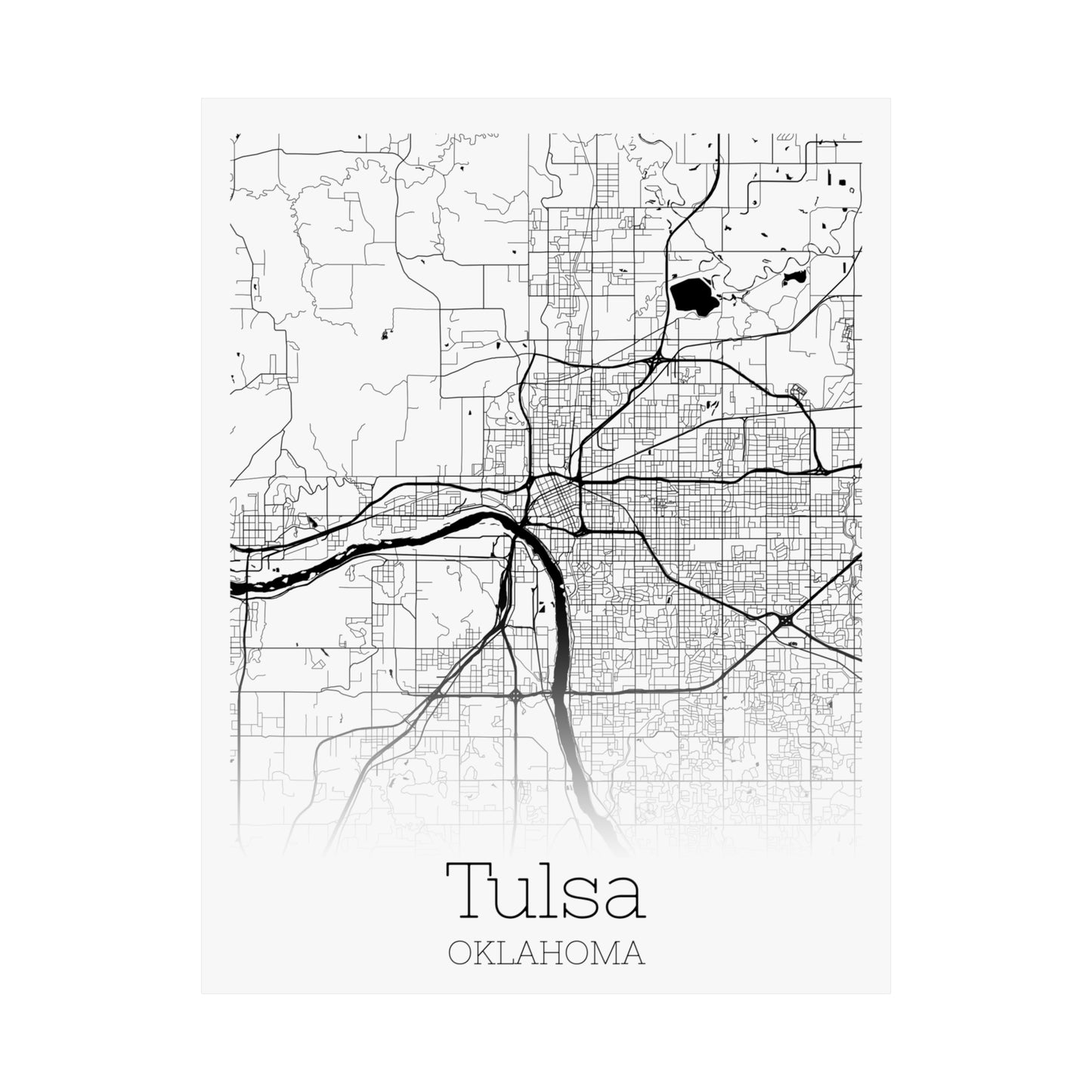 Tulsa Oklahoma City Map Matte Vertical Posters