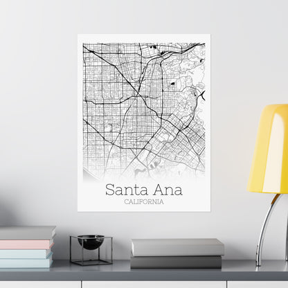 Santa Ana California City Map Matte Vertical Posters