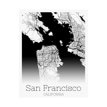 San Francisco California City Map Matte Vertical Posters