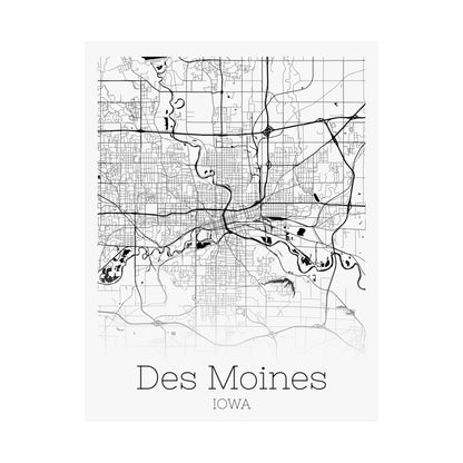 Des Moines Iowa City Map Matte Vertical Posters