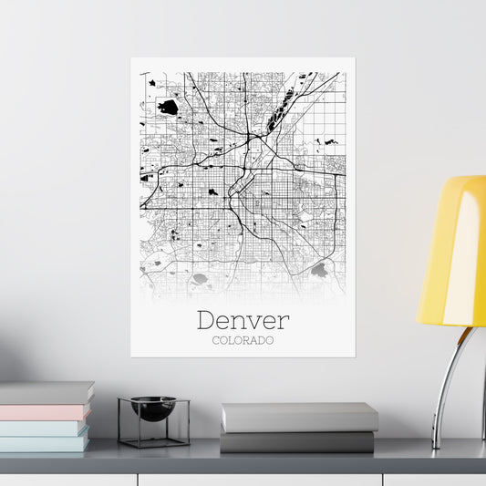 Denver Colorado City Map Matte Vertical Posters