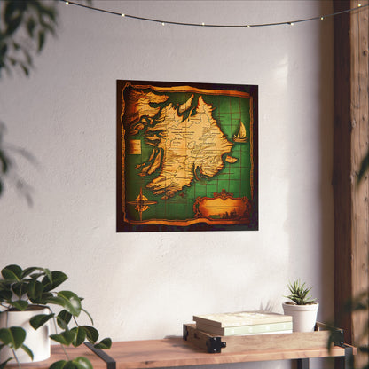 Old Map No: 05 Square Matte Poster, Vintage Poster