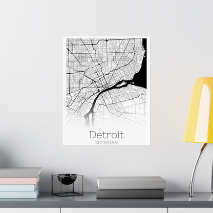 Detroit Michigan City Map Matte Vertical Posters