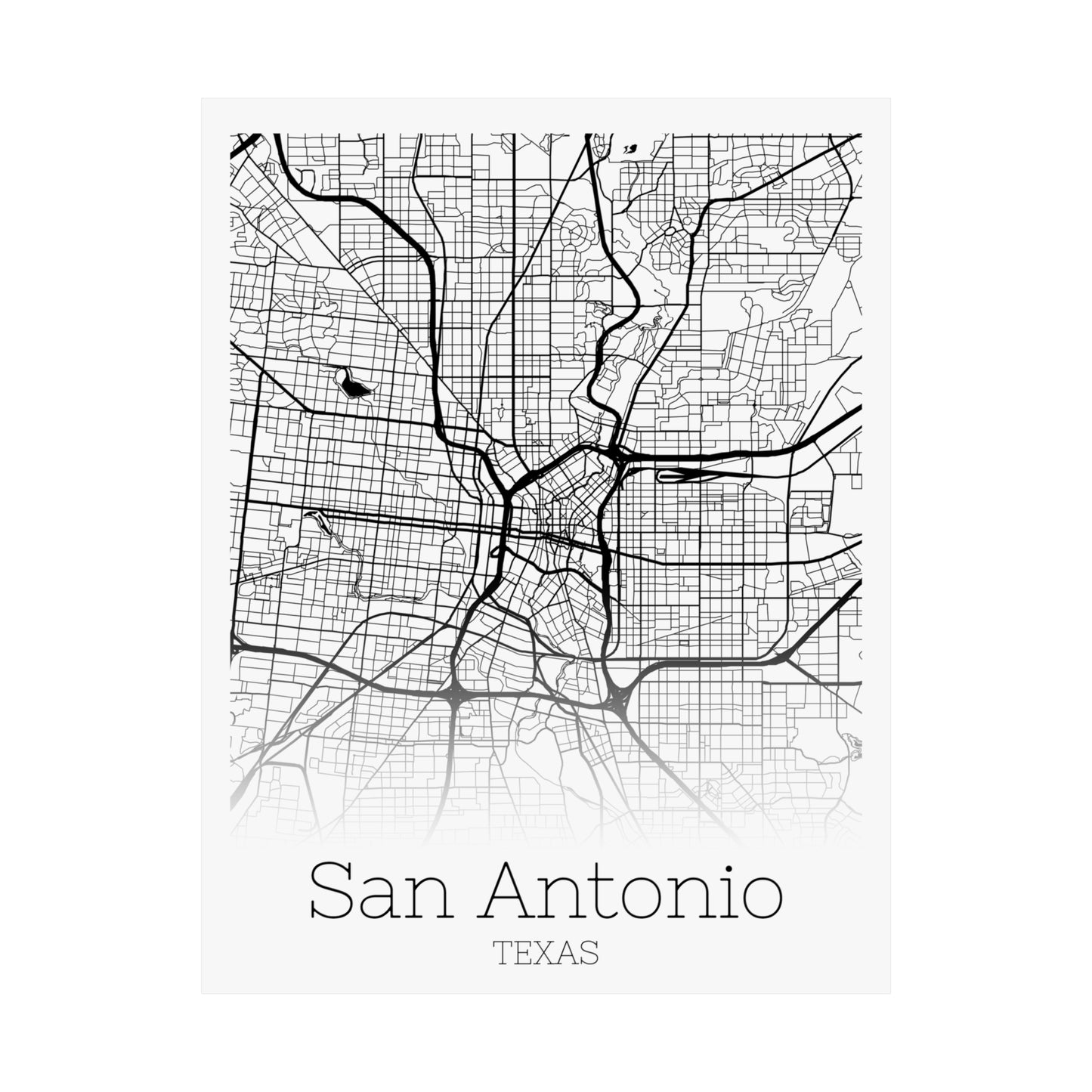 San Antonio Texas City Map Matte Vertical Posters