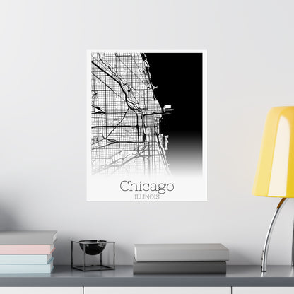 Chicago Illinois City Map Matte Vertical Posters