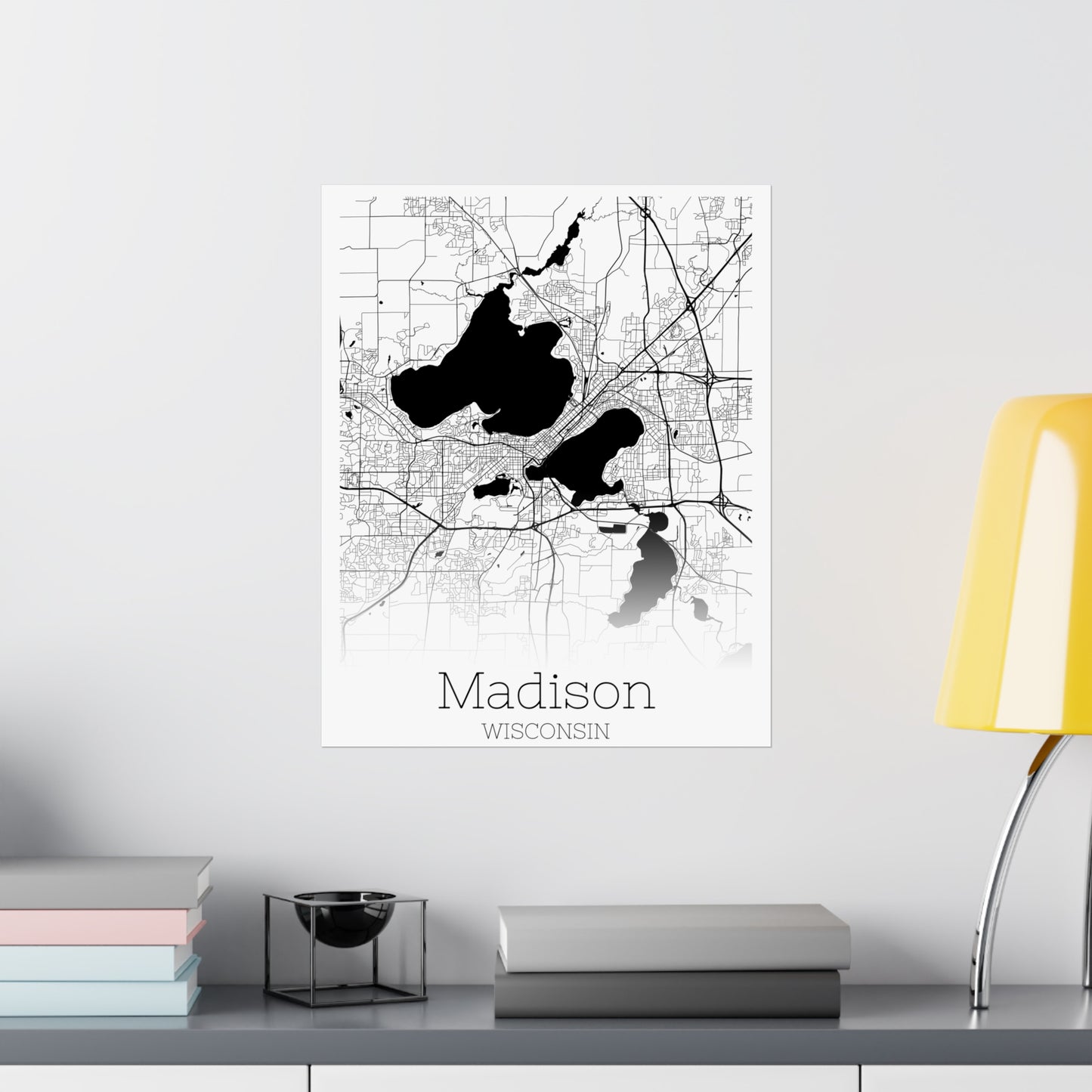 Madison Wisconsin City Map Matte Vertical Posters