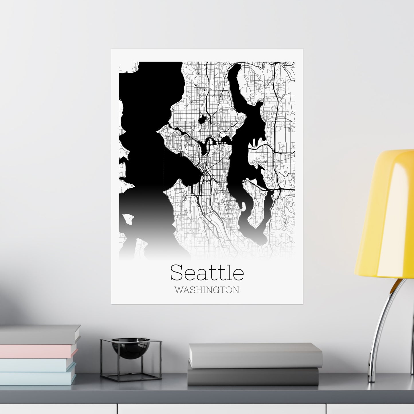 Seattle Washington City Map Matte Vertical Posters