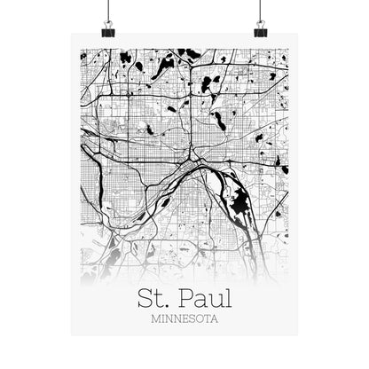 St Paul Minnesota City Map Matte Vertical Posters