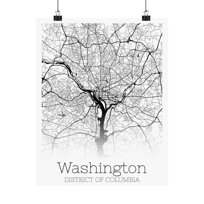 Washington DC City Map Matte Vertical Posters