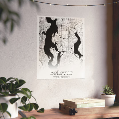 Bellevue Washington City Map Matte Vertical Posters